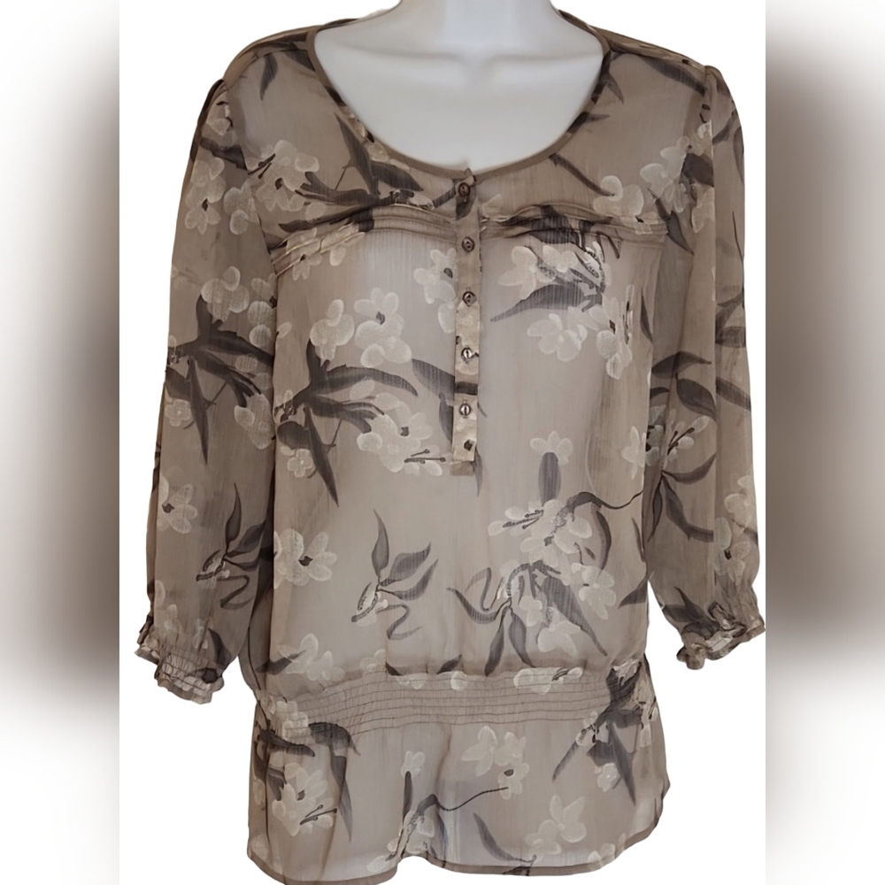 Floral Grey Top Large